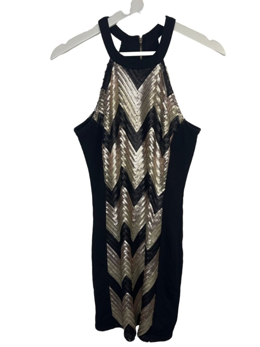 GUESS Womens Dress 8 Black Tan Studded Mini Bodycon Y2K Party Glam